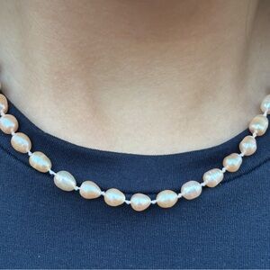 Vintage Freshwater Pearls Cream Peach Baroque 12k Gold Filled 17.5”